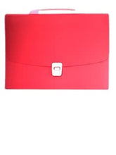 MOMISY Expanding Office Document File Folder, A4 Size 7 Compartment Portable Accordion Folder Expandable File Document Organiser Folders Plastic Bills Storage Box 33x24x3.5cm- Red