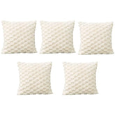 MOMISY Corduroy Cushion Throw Pillow Covers, Honeycomb Pattern, 45 x 45 cm, Set of 5 (White)