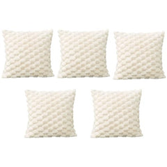 MOMISY Corduroy Cushion Throw Pillow Covers, Honeycomb Pattern, 45 x 45 cm, Set of 5 (White)