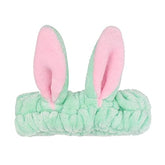 MOMISY Elastic Lovely Hair Band Wash Face Spa Headband-Washable Facial Band Makeup Wrap Headbands Fits All Head Sizes for Women (Green Pink)