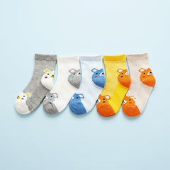 MOMISY 5 Pairs Baby Girl Boys Tube Socks Toddlers Infant Solid Color Boat Spring and Autumn Socks Stretch Baby Sock - Multicolor (IN, Age, 1 Year, 2 Years, Bear/)