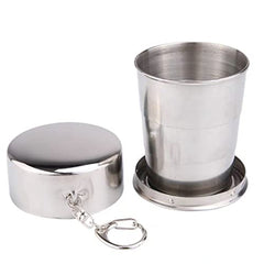 MOMISY Portable Folding Stainless Steel Travel Camping Water Mug Cup Glass -150ml, Silver (Stainless Steel 304)