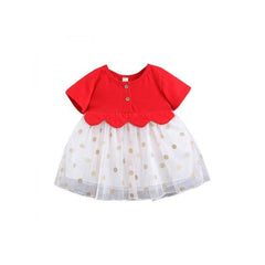 MOMISY Baby Girl Short Sleeves Infant Toddler Summer Frock Clothes Set-Orange&White-M (1 Year to 2 Years)
