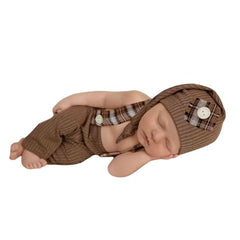 MOMISY Newborn Baby Photography Prop Outfits Solid Suspender with Cap Photo Shoot Costume for 0-6 Months (Brown, 0-6 Month)