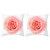 MOMISY Decorative Polyester Home Sofa Bedside Cushion Throw Pillow Covers, 45 x 45 cm, Pack of 2 (Rose-Big-2)
