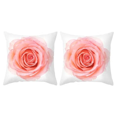 MOMISY Decorative Polyester Home Sofa Bedside Cushion Throw Pillow Covers, 45 x 45 cm, Pack of 2 (Rose-Big-2)