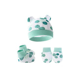 MOMISY Cotton Baby Caps, Mittens and Booties Set, 0-6 Months (in, Age, 0 Months, 6 Months, Polka)