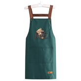MOMISY Kitchen Apron – Adjustable Cooking Apron with Straps & Front Pockets (Dark Green)
