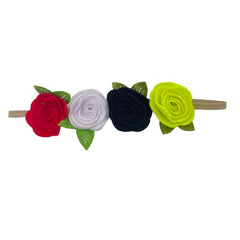 MOMISY Headbands Rose Soft Synthetic Hair bands for Girls, kids, Infants and Toddlers (RedwhitblkParot-St2)