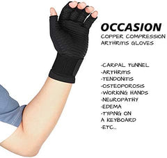 MOMISY Copper Blend Fiber Arthritis Gloves Copper-Infused Fingerless Compression To Speed Up Recovery & Relieve Symptoms Of Rsi For Men Women