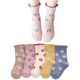 MOMISY 5 Pairs Baby Socks Floral Crew Socks Pattern, Soft & Breathable, Colorful Design 2–5 Years (Multicolor)