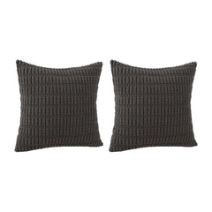 MOMISY Corduroy Cushion Throw Pillow Covers Pink 45 x 45cm, 18x18 inch (2, Darkgrey)