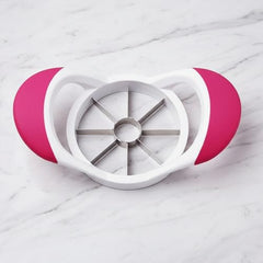 MOMISY Plastic Apple Fruit Slicer, Corer, Cutter, Divider Tool, 8 Stainless Steel Blades (WhiteRoseRed)