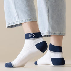 MOMISY Unisex Colorblock Ribbed Ankle Socks Cotton Blend Casual Socks 5 Pair Pack (Multicolor)