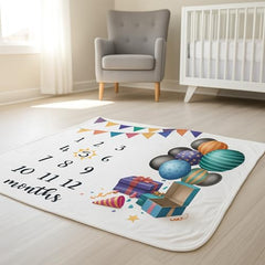 MOMISY Baby Milestone Blanket and Props for Baby's |1 to 12 Months Prop |Baby Bedding |Ac Room Blanket for Summer|Newborn| Infants Winter Blanket(BalloonGift)