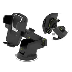 MOMISY Car Mount Adjustable Car Mobile Phone Holder Stand Universal Long Arm, for Dashboard & Windshield, 360° Rotational, Strong Suction Cup for Smartphones (BlackSilver)