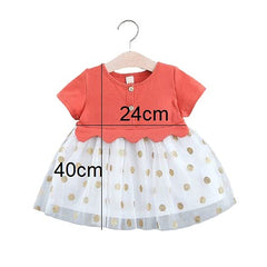MOMISY Baby girls Midi Frock (MOMISY_Orange&White-S_6 Months-24 Months)