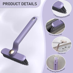 MOMISY 360° Rotating Gap Cleaning Brush, Hard Bristle Crevice Brush for Corners, Multi-Function Cleaning Tool (Purple)