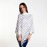 MOMISY Car Seat Canopy Nursing Scarf Poncho Multi-Use Cover, Shopping Cart Cover, Stroller Cover, Infinity Scarf 360° Privacy Breastfeeding Protection, Baby Shower - White Zigzag Design