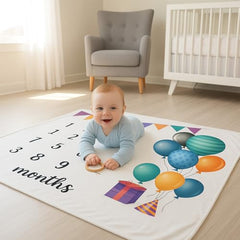 MOMISY Baby Milestone Blanket and Props for Baby's |1 to 12 Months Prop |Baby Bedding |Ac Room Blanket for Summer|Newborn| Infants Winter Blanket(BalloonGift)