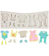 MOMISY 3D Baby Clothes Silicone Fondant Mold High Definition Quality Baby Shower Cake Topper DIY Cupcake Decoration Birthday Party Tool for Sugarcraft, Chocolate, Resin, Candy (Grey)
