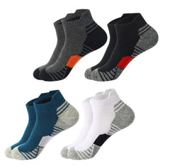 MOMISY Men's Premium Cotton Cushion Ankle Socks, Multicolour, Pack of 4, Free Size