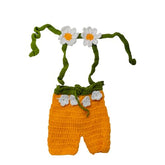 MOMISY Newborn Baby Girl Photography Prop Set, Crochet Bra and Pants, Handmade Costume-Yellow Daisy Flower Design