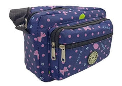 MOMISY Women Mobile Messenger Bag Ladies Nylon Shoulder Cross Body Long Strap for College, Outing, Travelling, Work (Medium, BluePinkPolka)