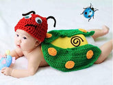 MOMISY Newborn Photography Props Baby Girl Boy Photo Props for Infant Hand Crocheted Beetle Outfit and Hat-Green