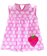 MOMISY Baby Girl Sleeveless Summer Frock A-Line Polka Dot with Strawberry Design-White and Pink,1 to 2 Years