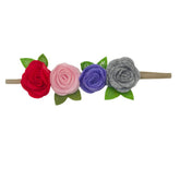 MOMISY Headbands Rose Soft Synthetic Hair bands for Girls, kids, Infants and Toddlers (RdPnkPplGre-St5)
