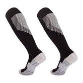 MOMISY Soccer Football Athletic Sports knee High Cotton Blend Socks for Men & Women | Odour Free, Superior Grip-Pack of 1 (Black White)