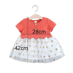 MOMISY Baby Girl Short Sleeves Infant Toddler Summer Frock Clothes Set-Orange&White-M (1 Year to 2 Years)