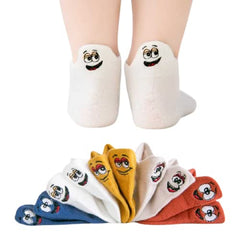 MOMISY 5 Pairs Baby Girl Boys Ankle No Slip Trainer Socks Toddler Infant Soft Cotton Socks-Big Eye Emotion -1 to 3 Years