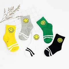 MOMISY 5 Pairs Bamboo Socks for children Toddlers Infant Baby Girl Boys (Smiley, 1 year to 3 year)