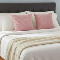MOMISY Corduroy Cushion Throw Pillow Covers Pink 45 x 45cm, 18x18 inch (2, Pink)