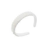 Women's Polyester Pearl Beaded Wide Party Headwear, Wedding Hair Hoop, Elegant Hairband, White