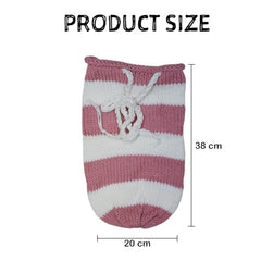 MOMISY Newborn Photography Photoshoot Prop, Crochet Costume Set, Knitted Sleep Bag (Light Pink White, 0-6 Months)