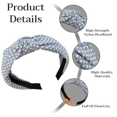 MOMISY Women's Polka Dot Knotted Headband, Light Blue
