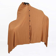 MOMISY Nursing Cover Scarf for Breastfeeding - MultiUse - Nursing Blanket – Poncho Style with Buttons - Stretchy Baby Car Seat Canopy - Elegant Shawl - Made of 100% Modal - Brown