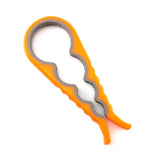 MOMISY 4 in 1 Creative Multifunction Gourd-Shaped Can Opener Kitchen Tool Grip Jar & Bottle Opener Rubber Design Fits Most of All Bottles Caps Premium Easy Grip (OrangeGrey)