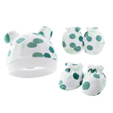 MOMISY 100% Cotton Baby Caps, Mittens and Booties Combo Set for 0-6 Months (Polka, 1)