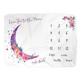 MOMISY Milestone Blanket for Baby, Light and Thin Flannel Blanket Background for Baby New Born Blanket Photoshoot Props (Moon Purple, 135 * 100 CM)