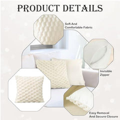 MOMISY Corduroy Cushion Throw Pillow Covers, Honeycomb Pattern, 45 x 45 cm, Set of 5 (White)