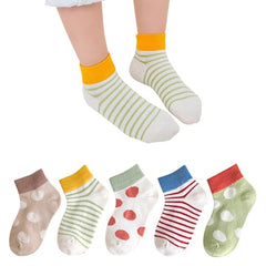 MOMISY 5 Pairs Baby kids Girl Boys Toddlers InfantmCotton Stretch Baby Socks (IN, Age, 6 Years, 8 Years, PolkaStripe/)