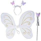 MOMISY Baby Photography Props, Baby Ferry Outfit with Feather, Stick and Headband for Kids Parties Anniversaries Photography (WhitePlain)