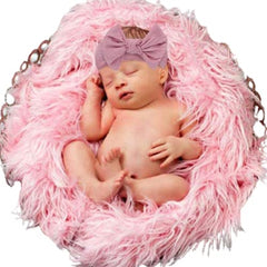 MOMISY Newborn Photography Props, 3PCS Toddler Photo Blankets Wrap and Headband Long Hair Photography Wrap Shaggy Area Rug Photo Prop Multi-Purpose Swaddle Wrap Photography Mat for Babies - Baby Pink