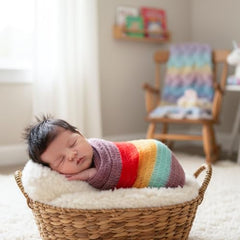 MOMISY Baby Photography Photoshoot Props Breathable Blanket Swaddle Polyester Wrap-Rainbow