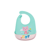 MOMISY Baby Bib For Newborn Waterproof Silicone Apron Wipeable Stain Resistant With pocket For 6 months and up (1, GreenCat)