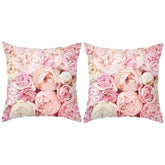 MOMISY Decorative Polyester Home Sofa Bedside Cushion Throw Pillow Covers, 45 x 45 cm, Pack of 2 (Rose-2)
